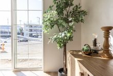 空間に奥行を与えるヴィンテージなアイテムもやさしいトーンが◎