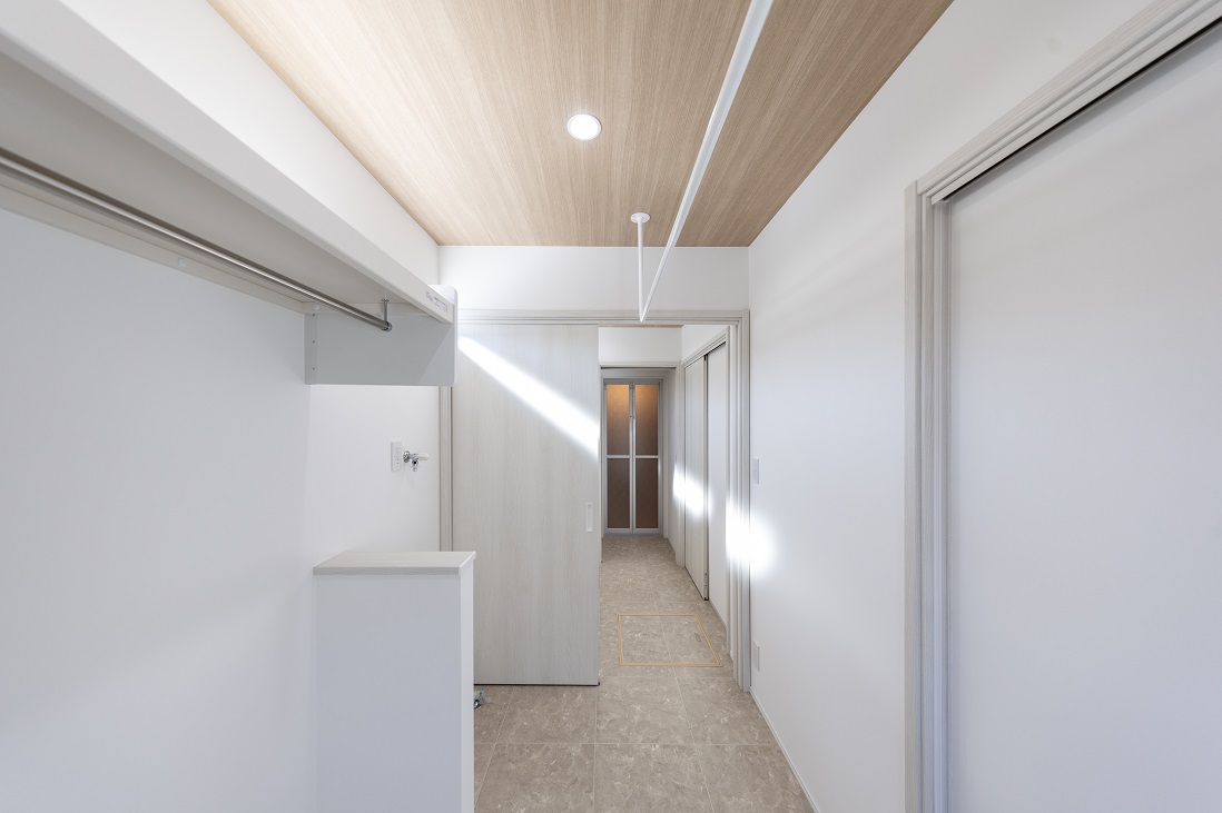 ランドリー・洗面・バスルームを直線で結んだ水回りは家事効率UP！